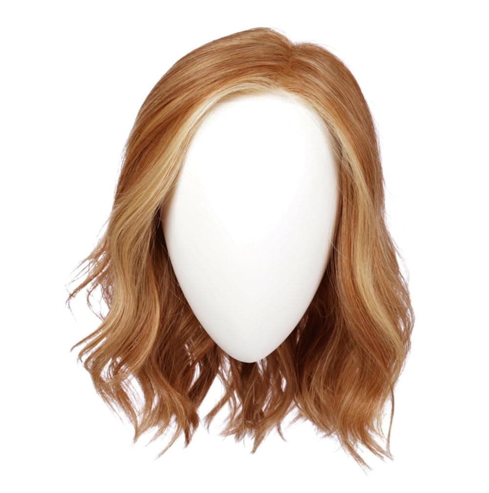 Hair u wear Raquel Welch Simmer Elite - Peluca en capas, largo hasta los hombros, base liviana anudada a mano, talla estándar - RL14/25 Honey Ginger