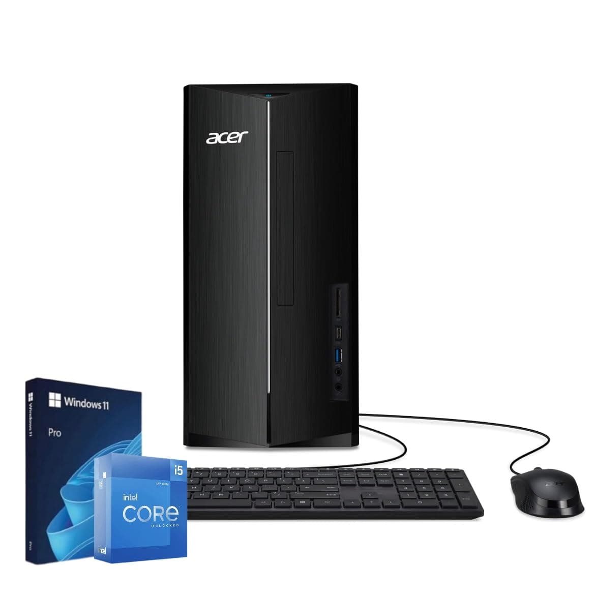 acer Aspire Desktop Empresarial | Procesador Intel Core i5-13400 de 13.ª generación | Windows 11 Pro | 2×HDMI | 32 GB RAM, 1 TB SSD | USB A y C | Wi-Fi 6 + Bluetooth 5.1 | Lector de tarjetas SD | Teclado y mouse, negro 1770UR15