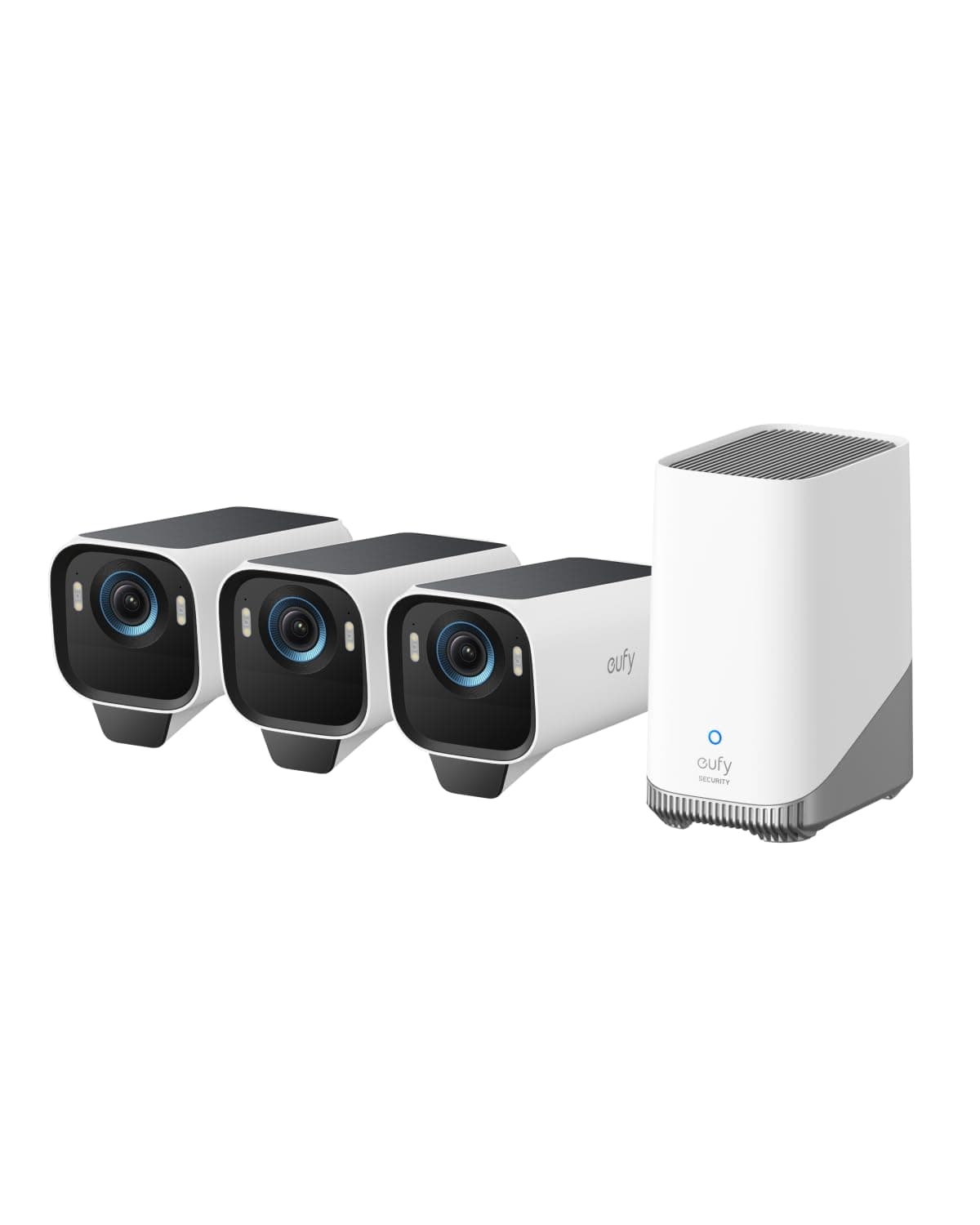 Kit de 3 cámaras eufyCam S3 Pro de eufy Security, cámara solar inalámbrica exterior, visión nocturna MaxColor, cámara de seguridad 4K con panel solar, reconocimiento facial AI, almacenamiento local expandible, sin cuota mensual T8893
