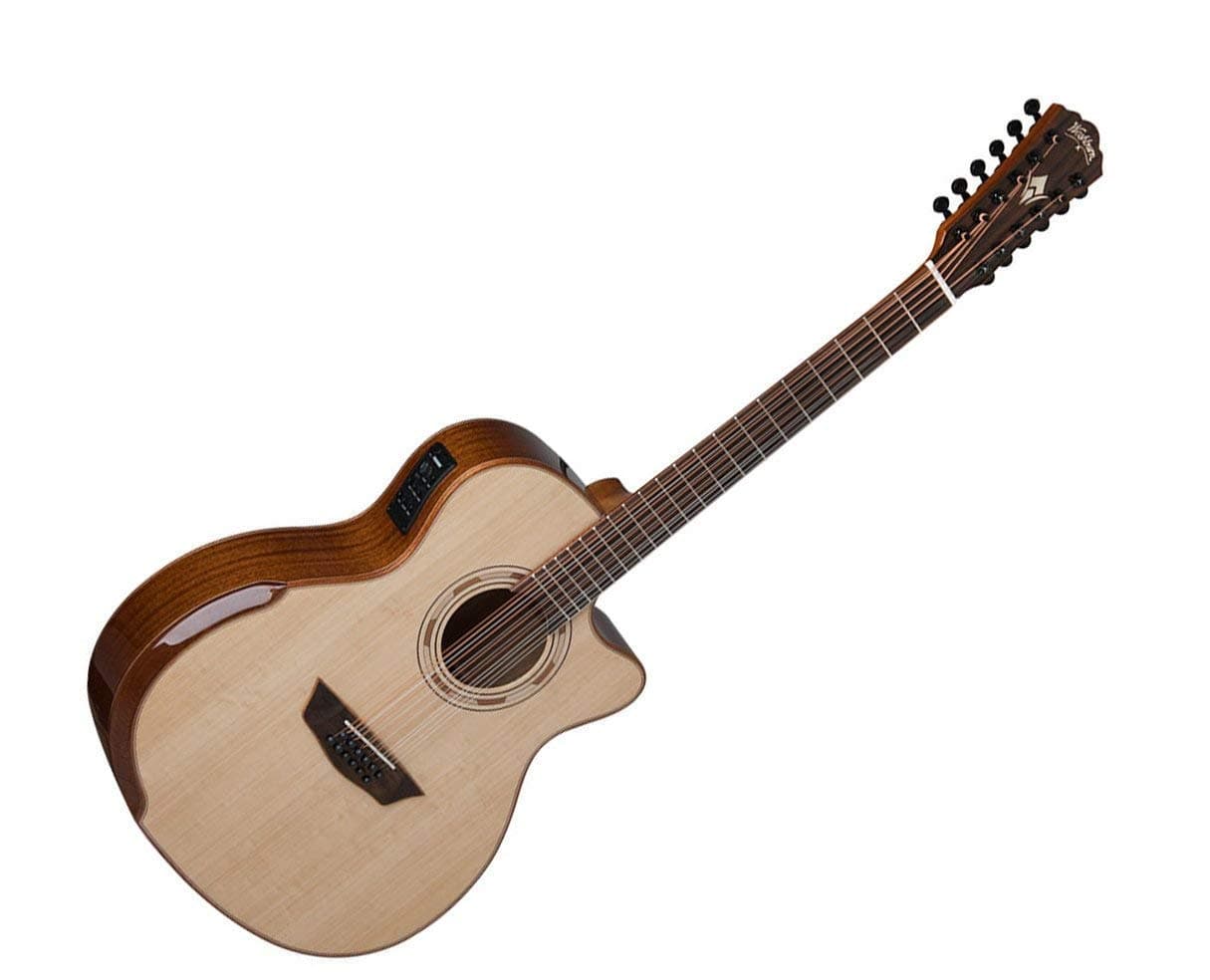 Guitarra electroacústica Washburn de 12 cuerdas, natural (WCG15SCE12-O)