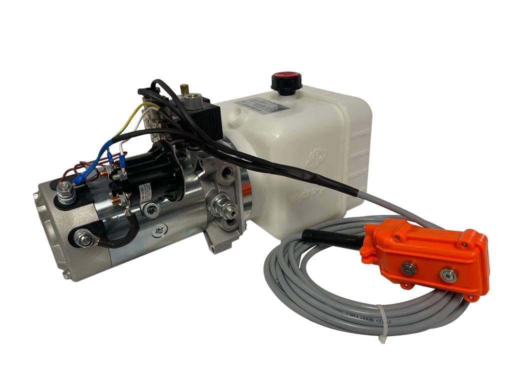 Magister Hydraulics Bomba hidráulica para remolque volcador 12V DC doble efecto - Unidad de potencia hidráulica, tanque plástico 8 qt HPU-DT-111-12VDC-DA-08