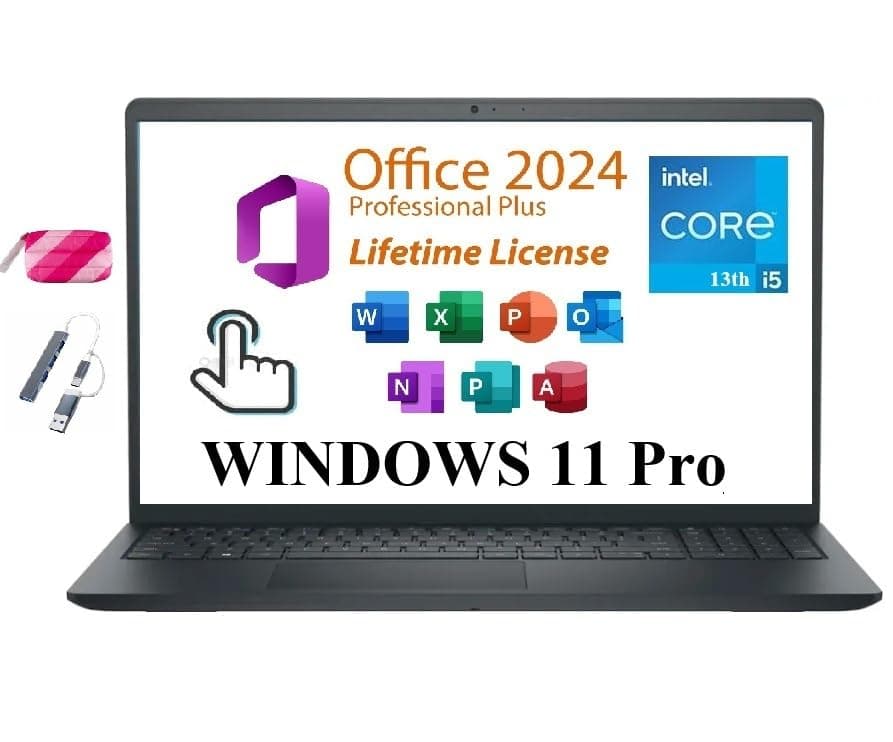 Laptop Dell Inspiron con pantalla táctil de 15.6", para negocios y estudiantes, Windows 11 Pro, pantalla Full HD IPS, teclado numérico, negro carbono (Intel Core i5-1334U, 32 GB RAM | 1 TB SSD)