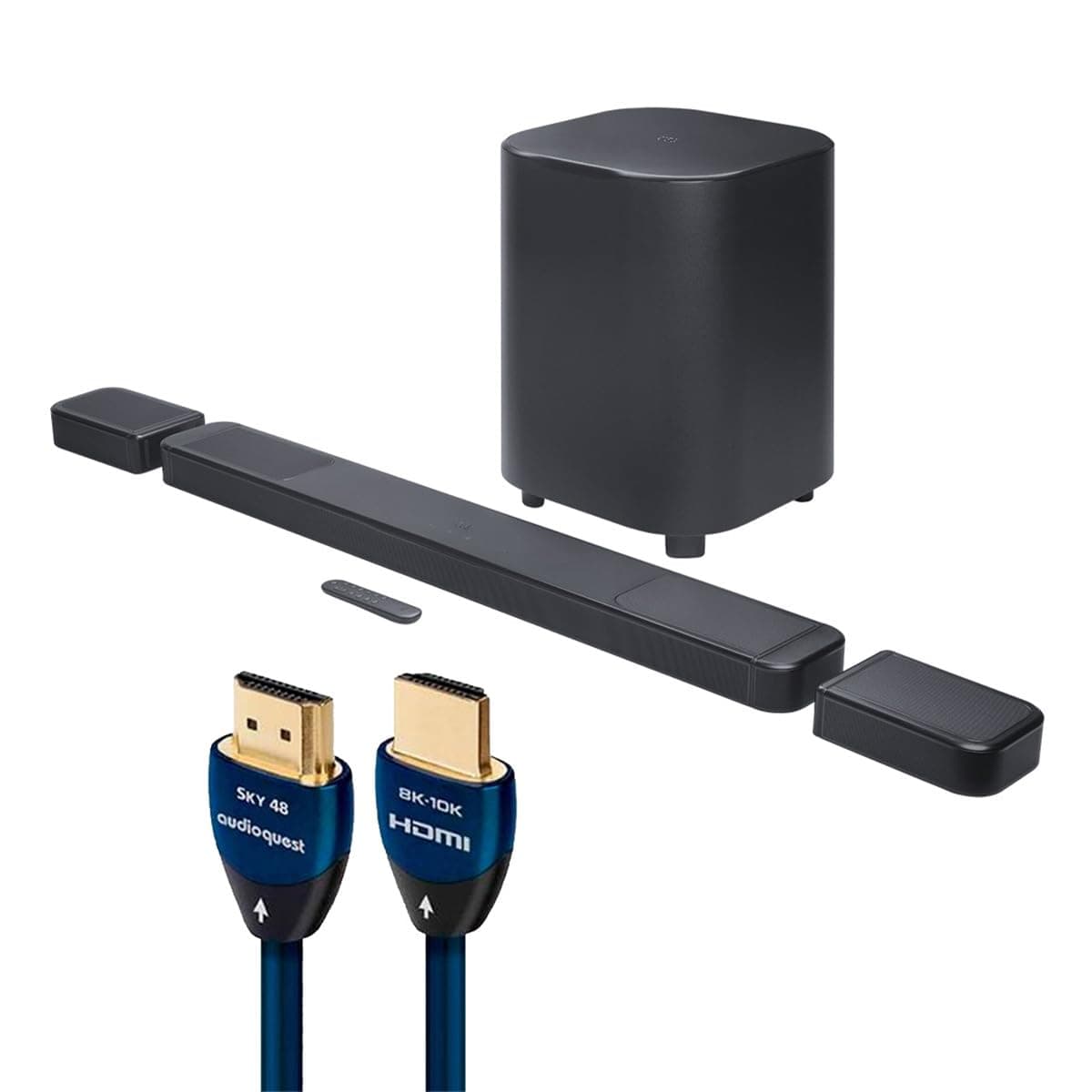 JBL BAR 1300X MK2 11.1.4 Channel Soundbar con altavoces surround desmontables y cable HDMI AudioQuest Sky 3m JBLBAR1300XM2BLKAM+HDM48SKY300