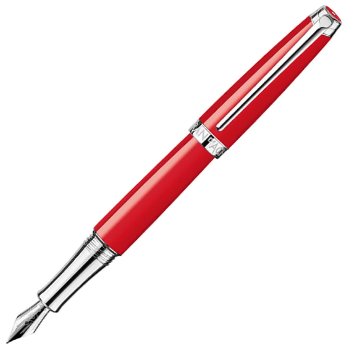 Caran d'Ache Léman Pluma fuente mediana plateada - Scarlet Red CD4799.770