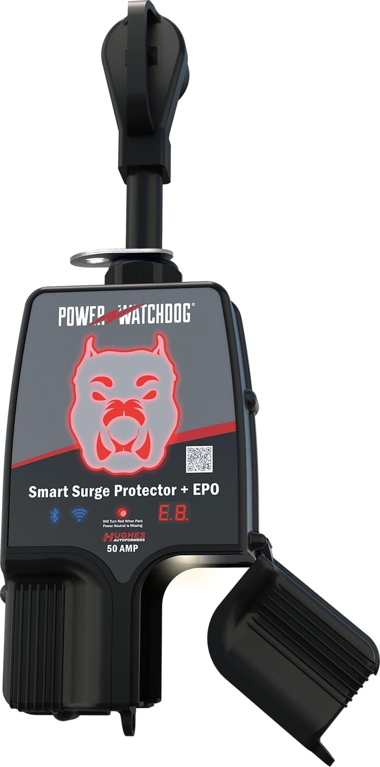 Protector de Sobretensión Portátil Inteligente para RV Power Watchdog PWD50EPOW 50 Amperios - Conectividad Patentada WiFi y Bluetooth - Monitorea Voltaje/Amperaje/Vatios - Resistente al Agua IP65