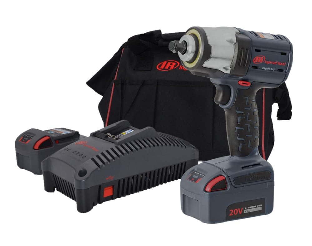 Ingersoll Rand W5153P-K22 1/2" 20V Llave de impacto inalámbrica Kit con 2 baterías, 550 ft-lb de torque, retenedor de pasador, pistola
