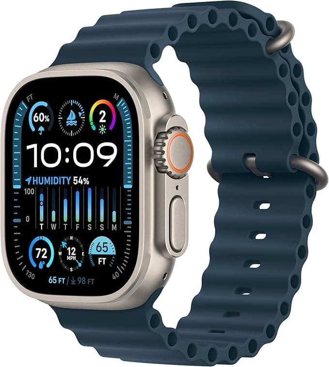 Apple Watch Ultra 2 [GPS + Celular 49 mm] - Caja de Titanio Negra con Correa Blue Ocean (Reacondicionado) MX4P3LW/A