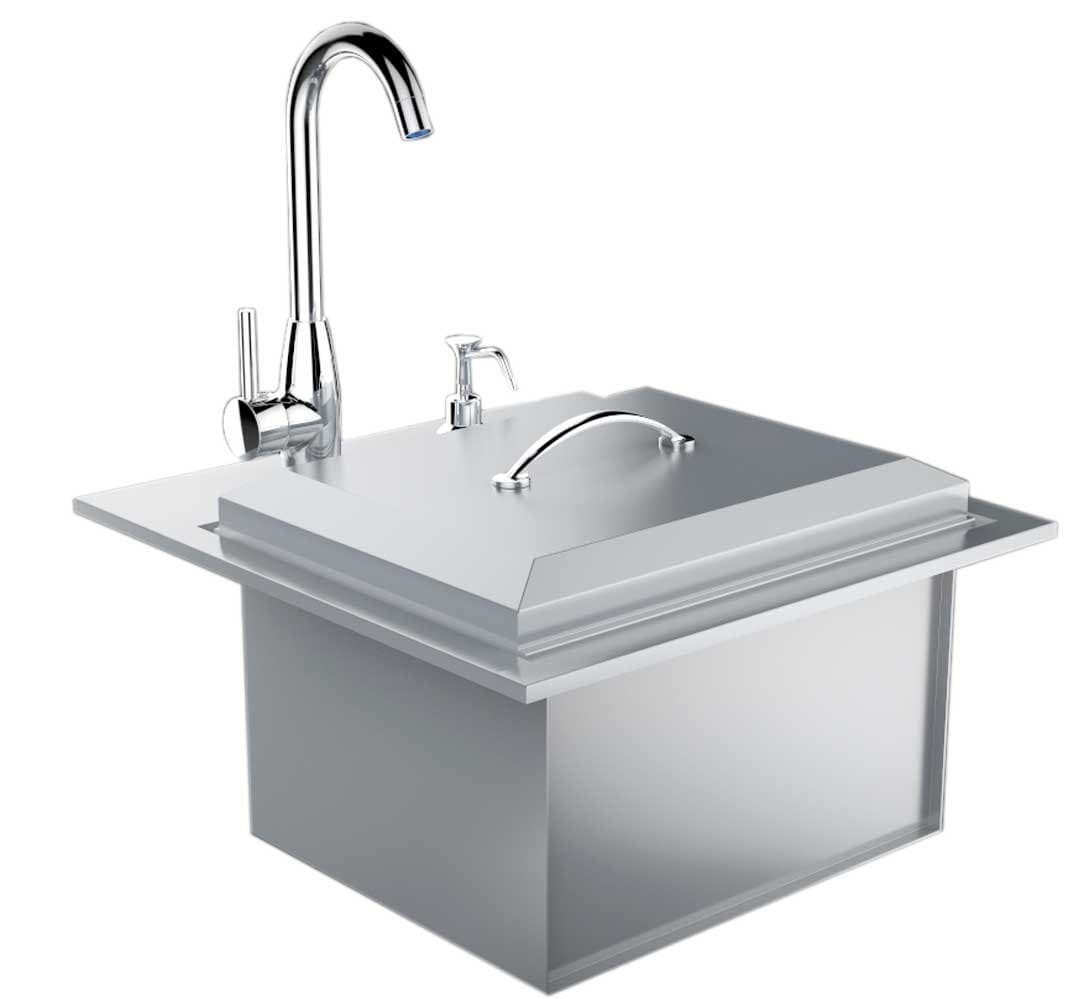 SUNSTONE B-PS21 Commercial Sink con Tapa y Tabla de Cortar 21"