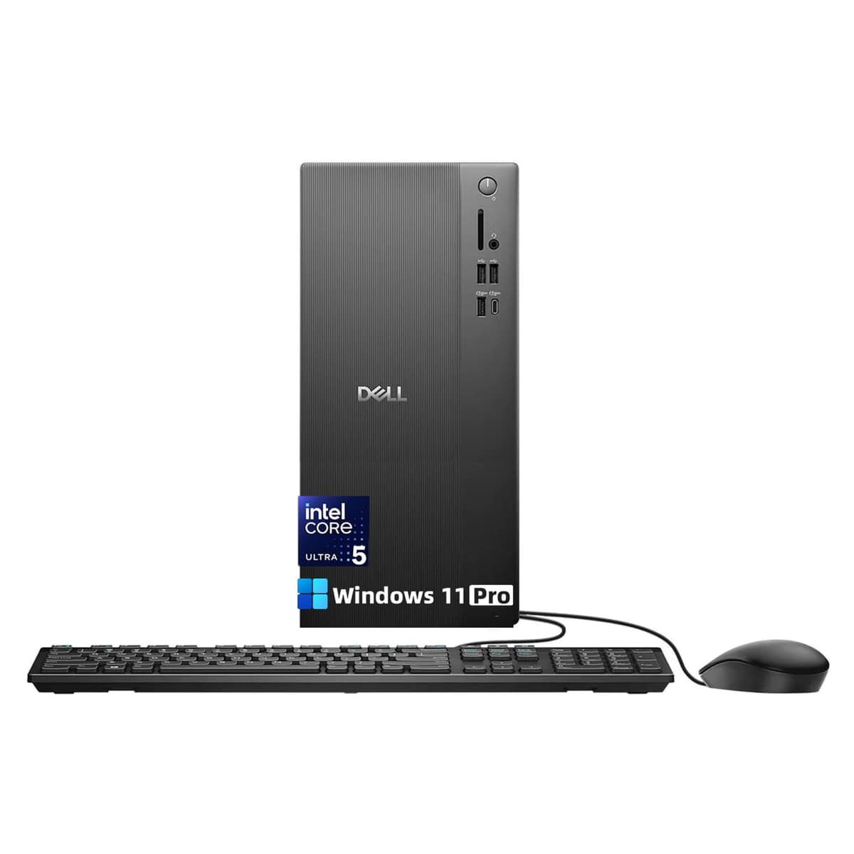 Computadora de Torre Dell, Intel Ultra 5 de 10 núcleos 225 (20MB Caché Total, 3.3GHz), Windows 11 Pro, Teclado y Mouse con Cable, Intel UHD Graphics, Wi-Fi 6, Bluetooth 5.4 (64GB RAM DDR5 | 1TB SSD) ECT1250