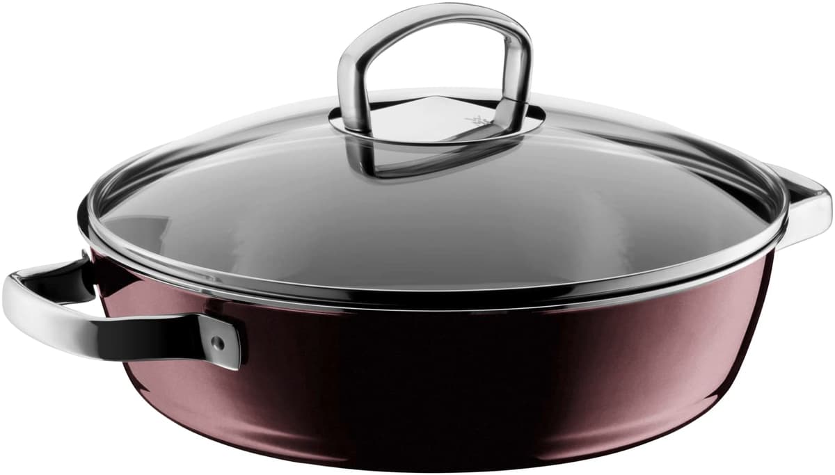 WMF Fusiontec sartén salteadora 28 cm con tapa de vidrio, 4.1 L, color rojo oscuro 520515291
