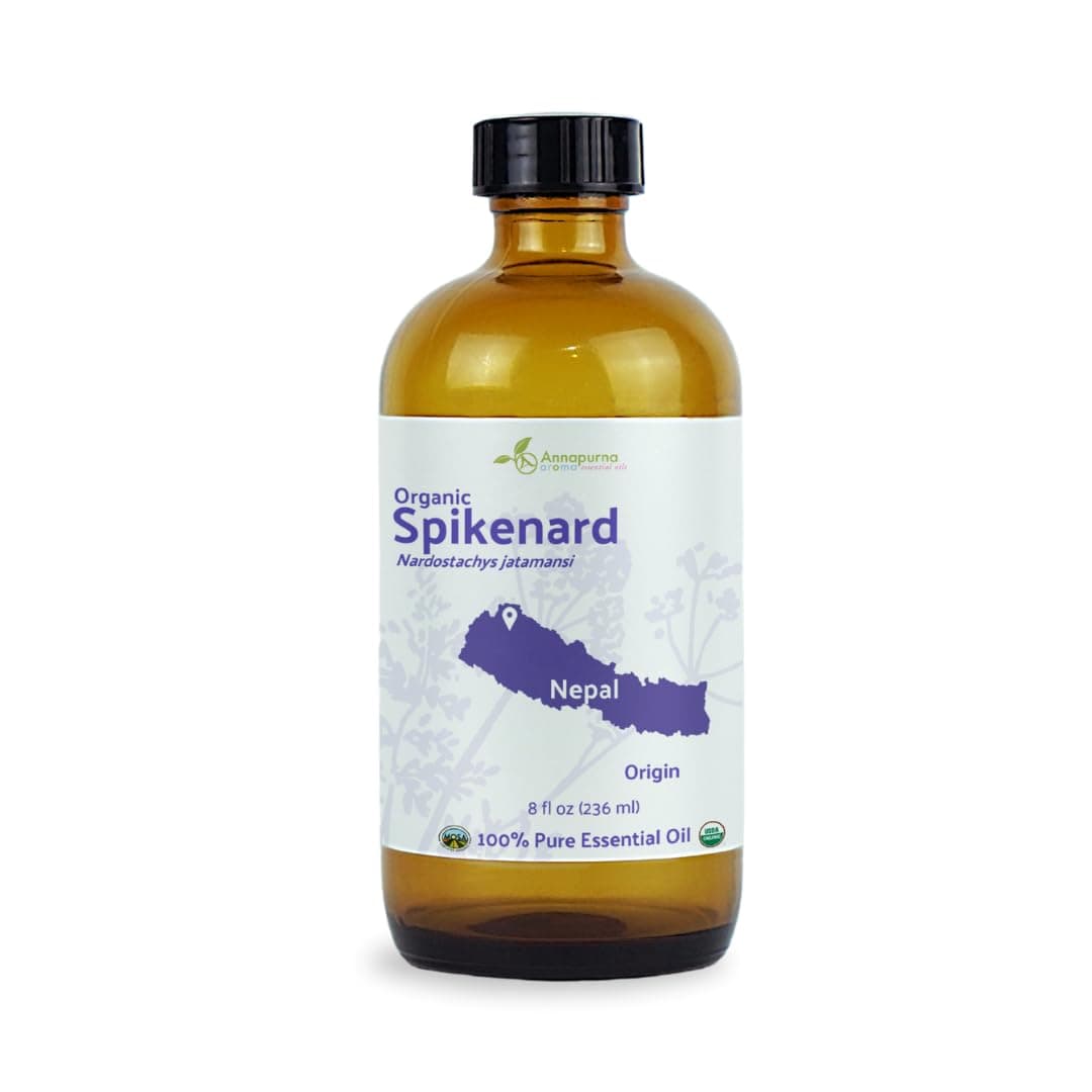 Nature Packaged Aceite Orgánico de Nardo (Spikenard) - Annapurna Aroma Nepal - Steam Distilled (8oz)