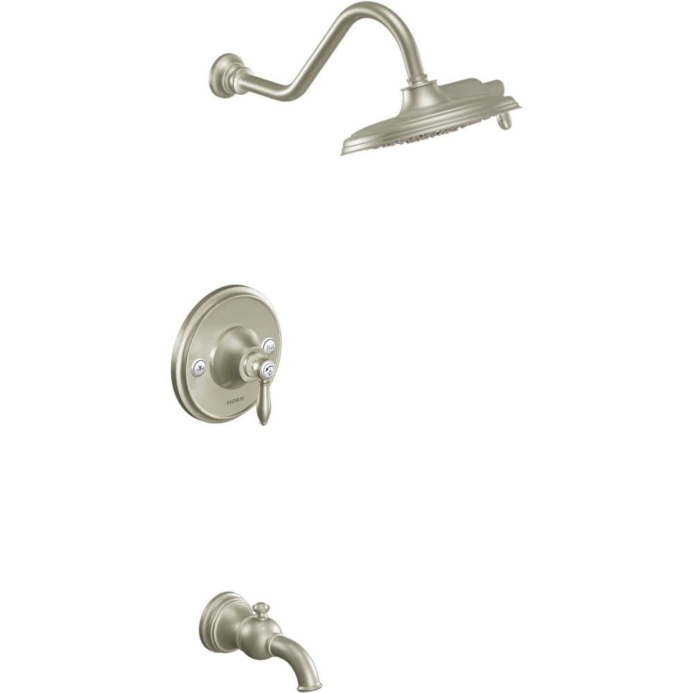 Moen TS32104BN Weymouth kit de ducha y tina Posi-Temp con regadera rainshower 9 pulgadas, níquel cepillado