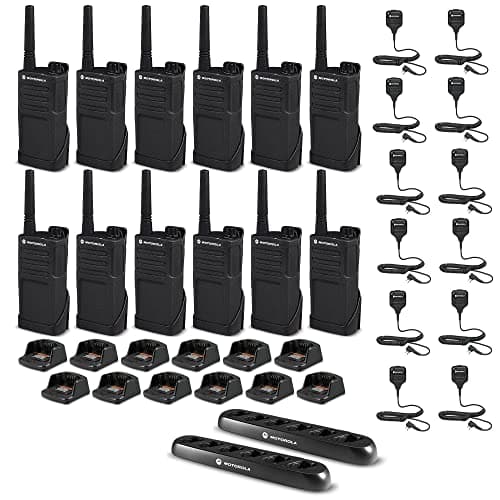 12 x Motorola RMM2050 On-Site 2-Way Radio + 2 cargadores de 6 bahías + 12 micrófonos remotos HKLN4606 - Paquete de 12 RMM2050_EDIR_12