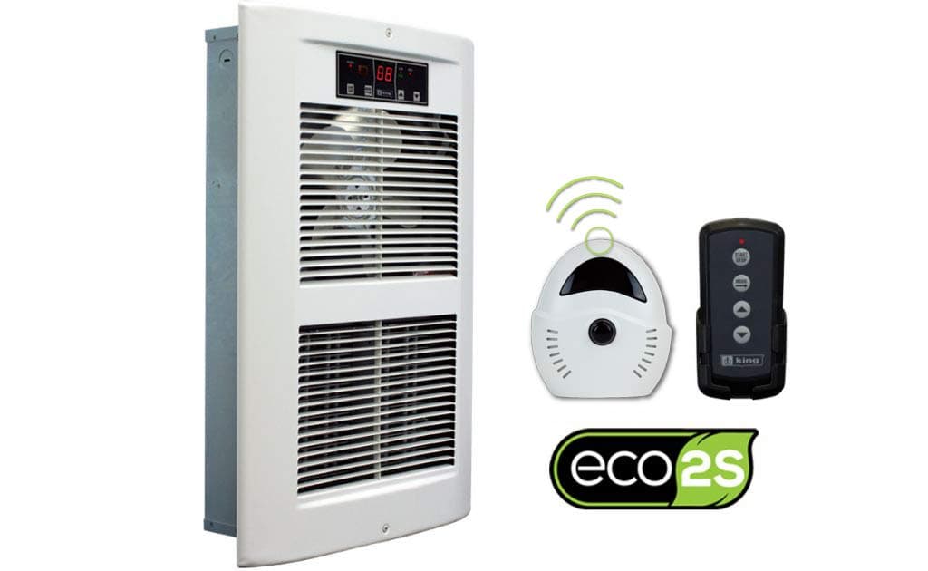 King Electric LPW2445-ECO-WD-R Calefactor de Pared Electrónico 240V 2500-4500W con Control Remoto, Blanco