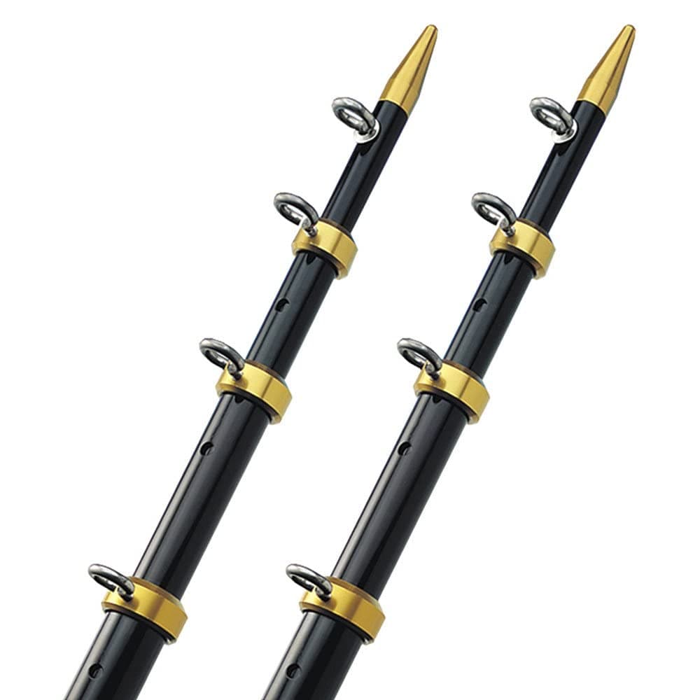 TACO Marine OT-0541BKA15-HD Poste telescópico de aluminio para pulpos 1-1/2" x 15', Negro/Oro