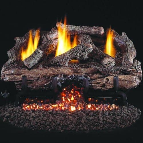 Peterson Real Fyre set de leños charred split oak 18" con quemador G10 vent-free y control remoto CHAS-16/18G10-16/18-15