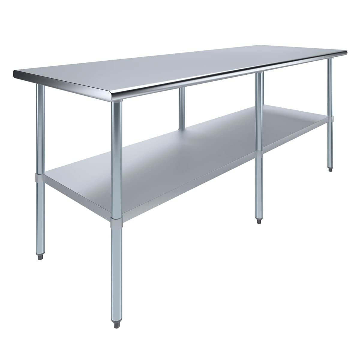 AmGood Mesa de Trabajo Acero Inoxidable 30 x 84 in con Estante Inferior | NSF AMG-WT-F2