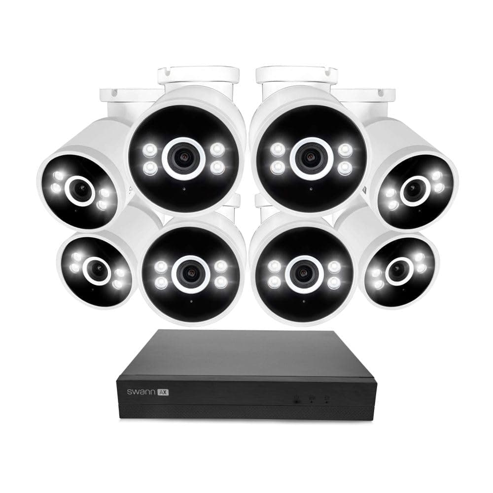 Swann AdvancedX NVR 8 Cámaras PoE 4K, 1TB HDD, Visión Nocturna a Color, AI Video Analytics SWNVK-8ADVANX8B-US