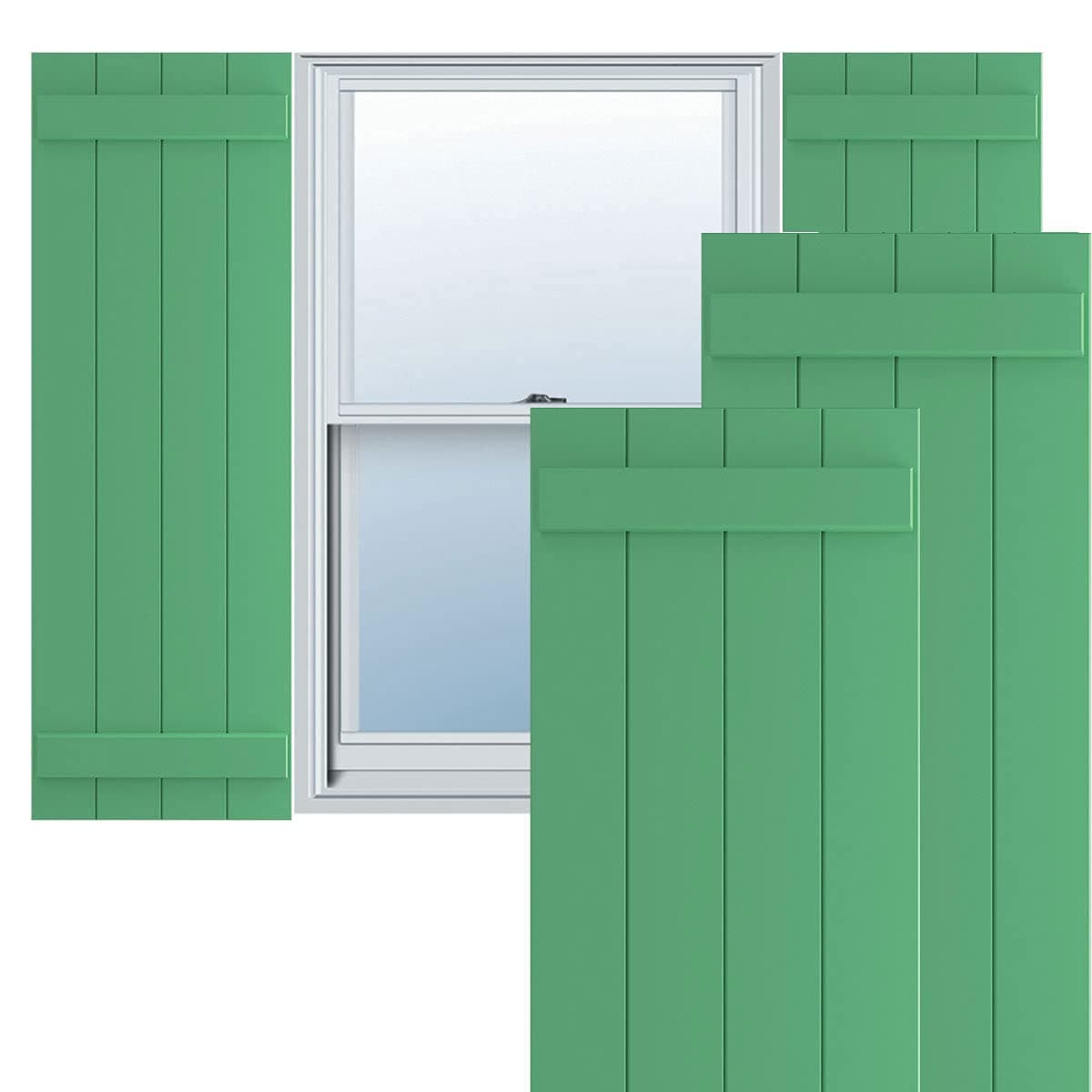 Ekena Millwork 21 1/2"W x 78"H True Fit PVC Four Board Joined Board-n-Batten Shutters, Lilly Pads (Par) TFP101BBF21X078LP