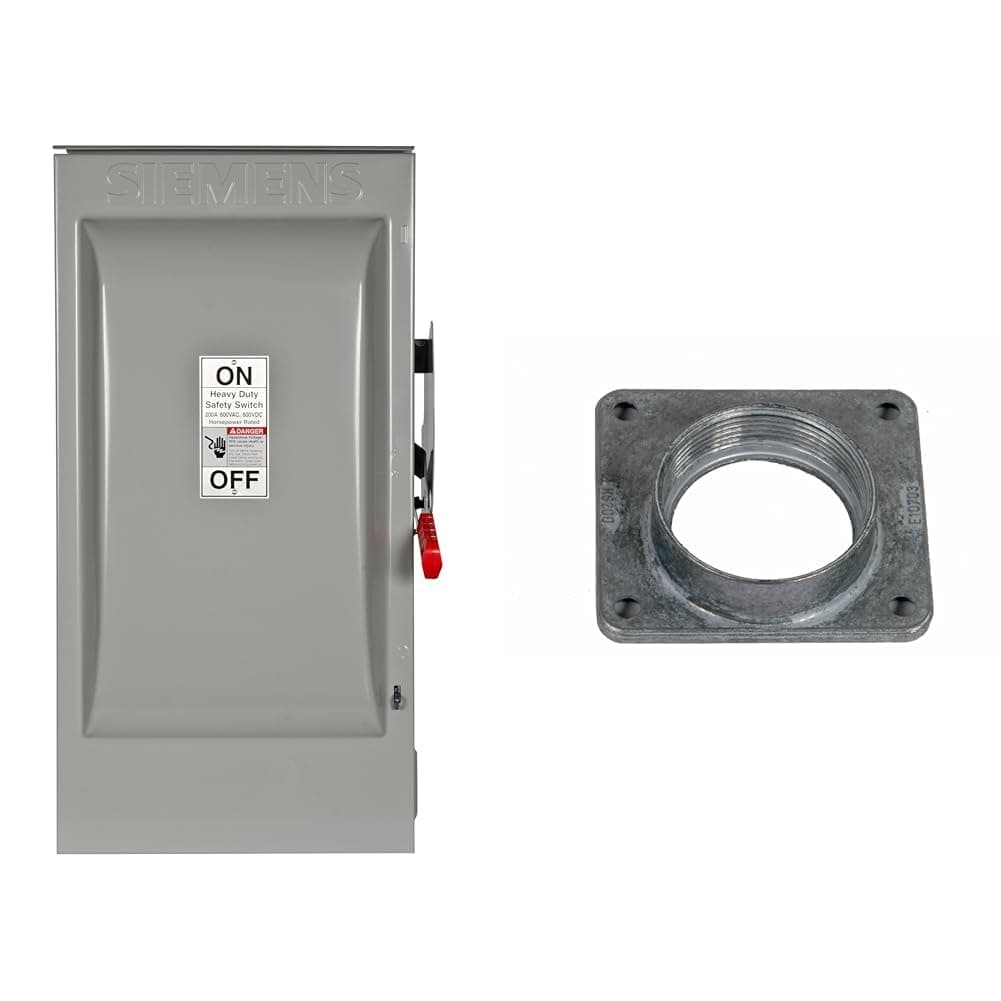 Siemens HF364R 200-Amp 3-Pole 600V Fused Heavy Duty Safety Switch + ECHS200 2-inch HS Hub