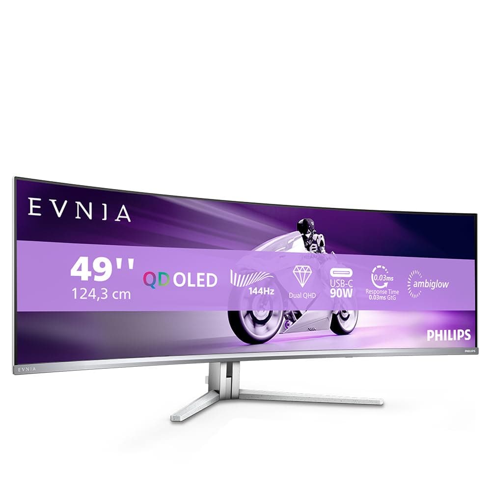 Philips Evnia 49M2C8900L Monitor Curvo OLED QD 49", 144Hz, 0.03ms, HDR400, Ambiglow, USB-C 90W 49M2C8900L/00
