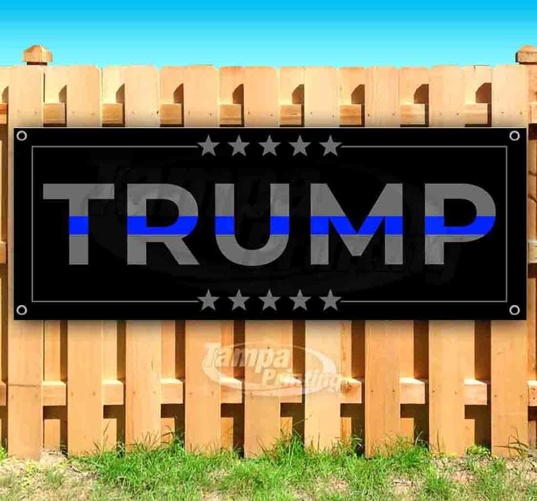 TampaPrinting Trump Banner 13 oz - Vinilo resistente para interior/exterior con ojales metálicos 120x240 TRUMP SBLT -12