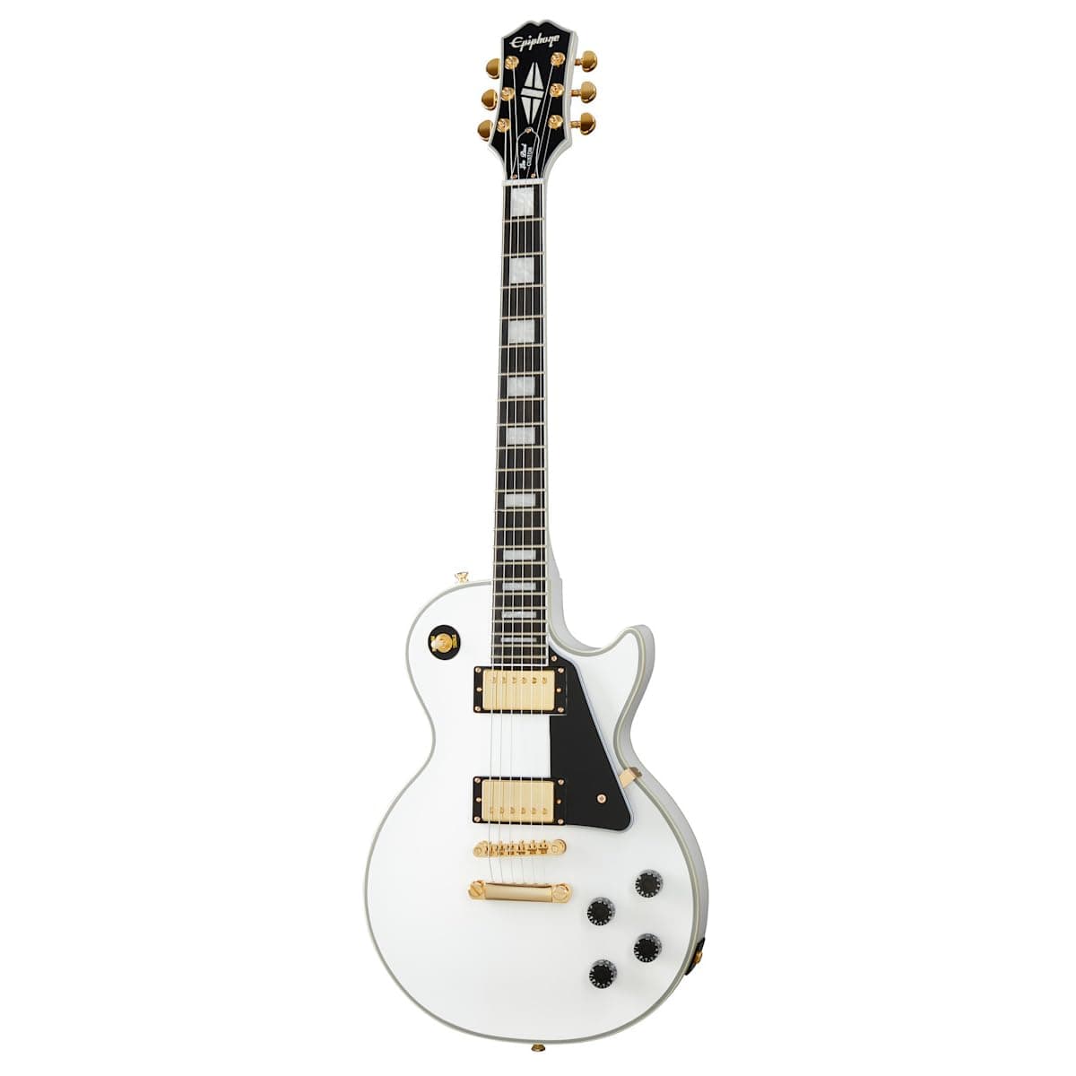 Epiphone Inspired by Gibson Les Paul Custom, Alpine White con funda EIGLPCAWGH1