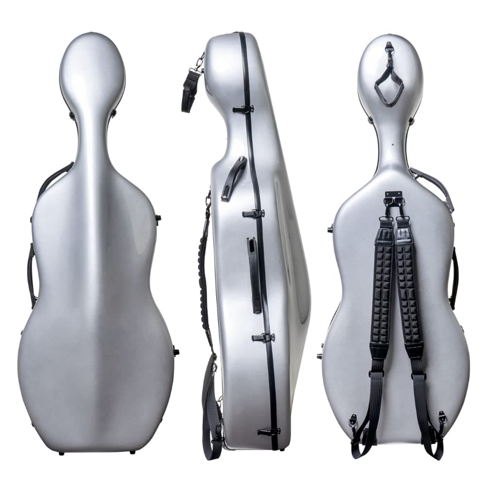 M MI & VI MI&VI CC-7002 Estuche Clásico para Cello 4/4 en Fibra de Carbono con Ruedas (Gris)