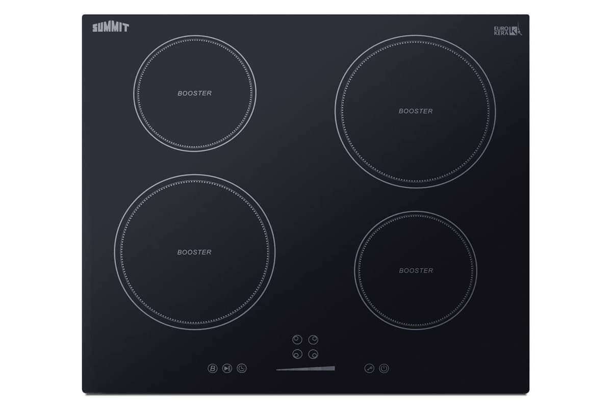 Summit 24" Induction Cooktop de 4 Zonas, 208-240V, Diseño ADA, Negro - SINC4B241B