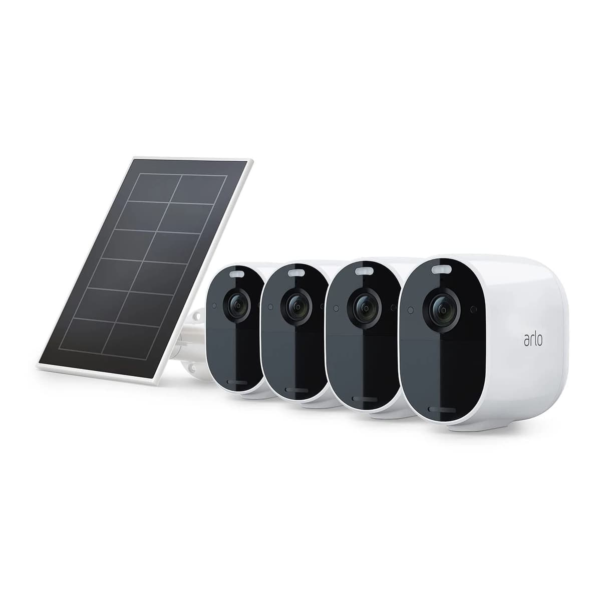 Arlo Essential Spotlight 4 Cámaras + 1 Panel Solar, Tipo de Alerta Solo Movimiento VMK2430-1SCNAS