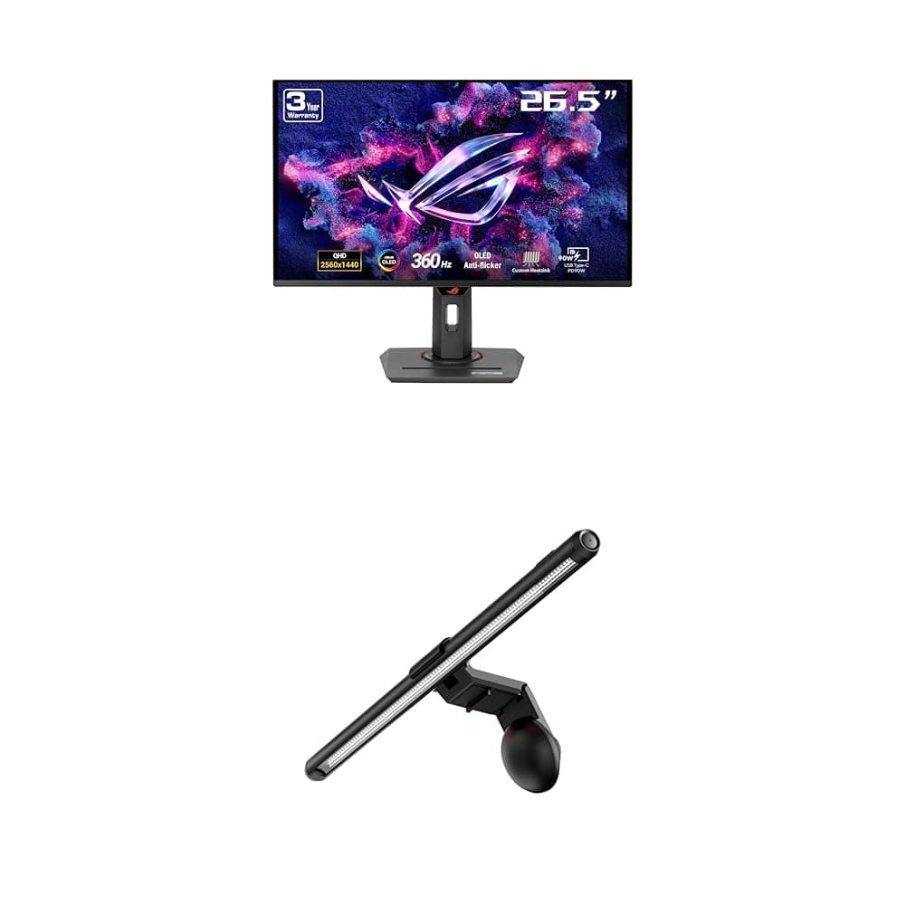 ASUS ROG Strix 27” 1440P OLED Gaming Monitor (XG27ACDNG) + ROG Aura Monitor Light Bar (ALB01)