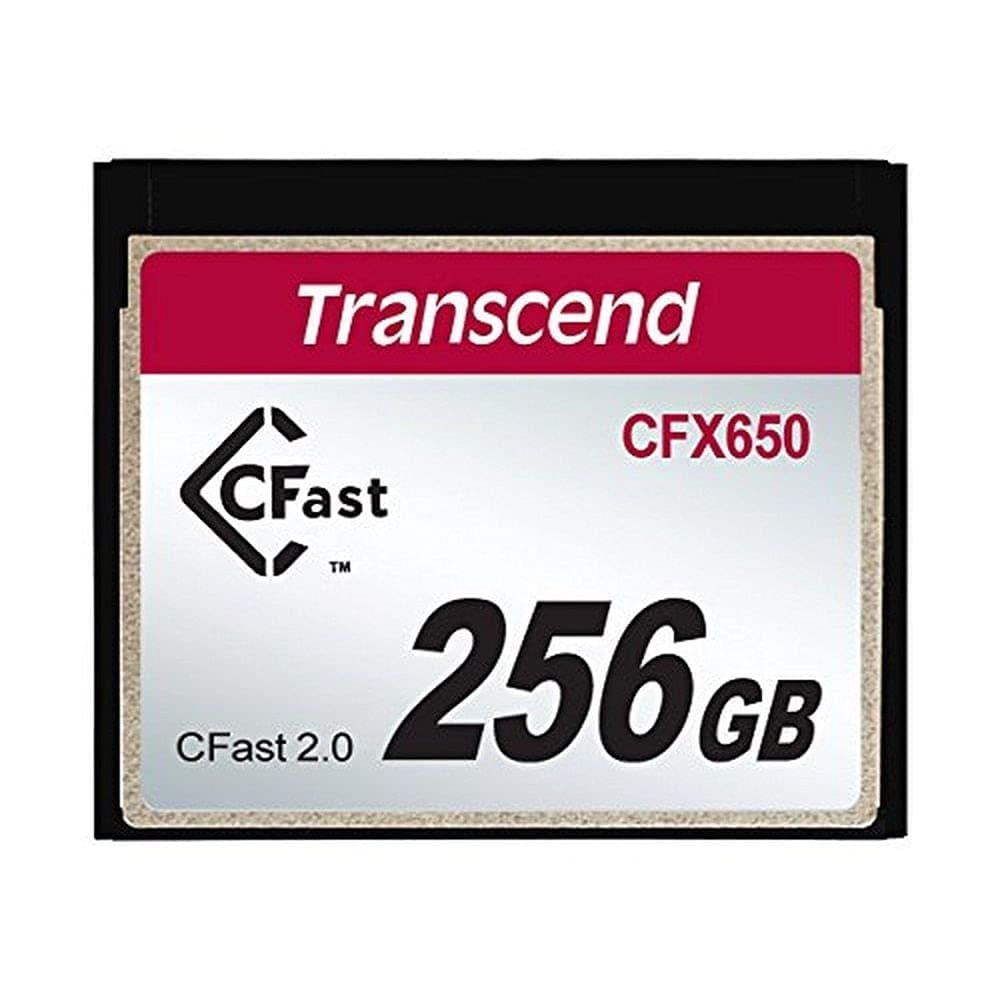 Transcend CFX650 Tarjeta de Memoria 256GB, Hasta 510 MB/s, Grabación de Video 4K Full HD para Blackmagic URSA Mini/Canon EOS 1DX Mark II, XC10, CFast 2.0, NAND Flash MLC, Código Corrector de Errores ECC - TS256GCFX650