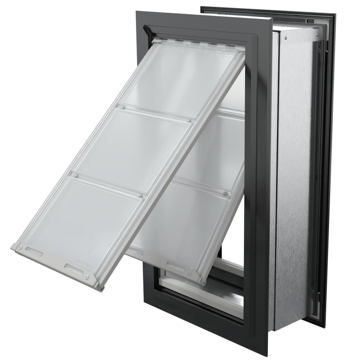Puerta para Mascotas Endura Flap para Paredes en Negro | Diseño de Doble Solapa Eficiente Energéticamente para Instalaciones en Pared | Protección para Todo Clima con Túnel Telescópico de Metal 04EF-B30LL-2B