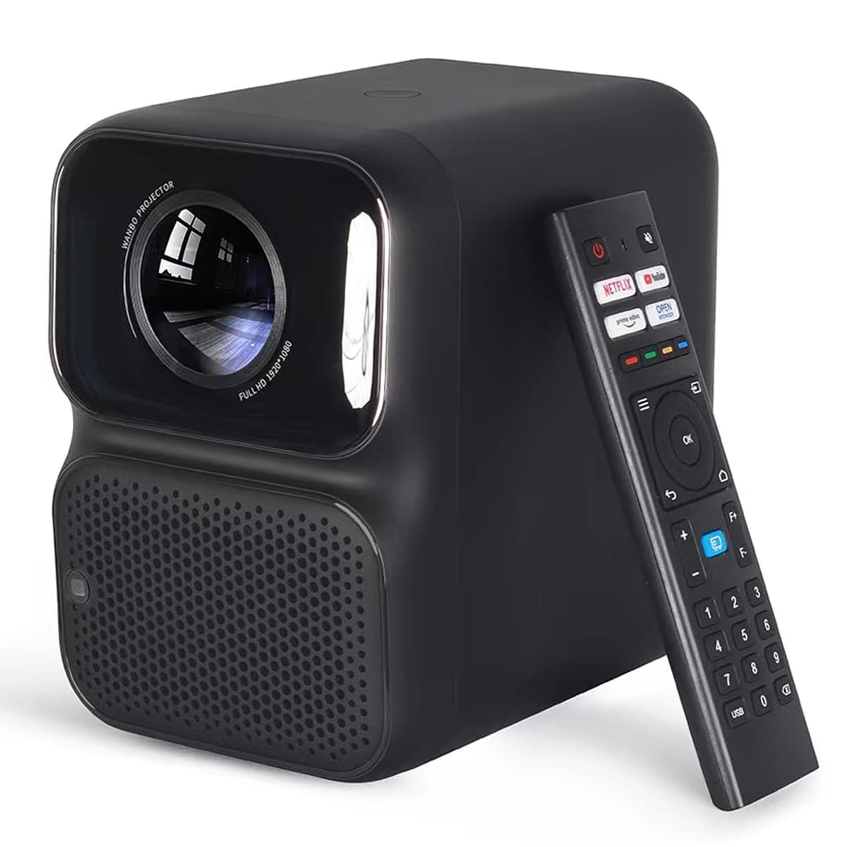 Proyector portátil WANBO con certificación Netflix, enfoque automático nativo 1080P 650 ANSI para cine en casa, WiFi 5G y Bluetooth, compatible con 4K, compatible con Dolby Audio (TT Plus)
