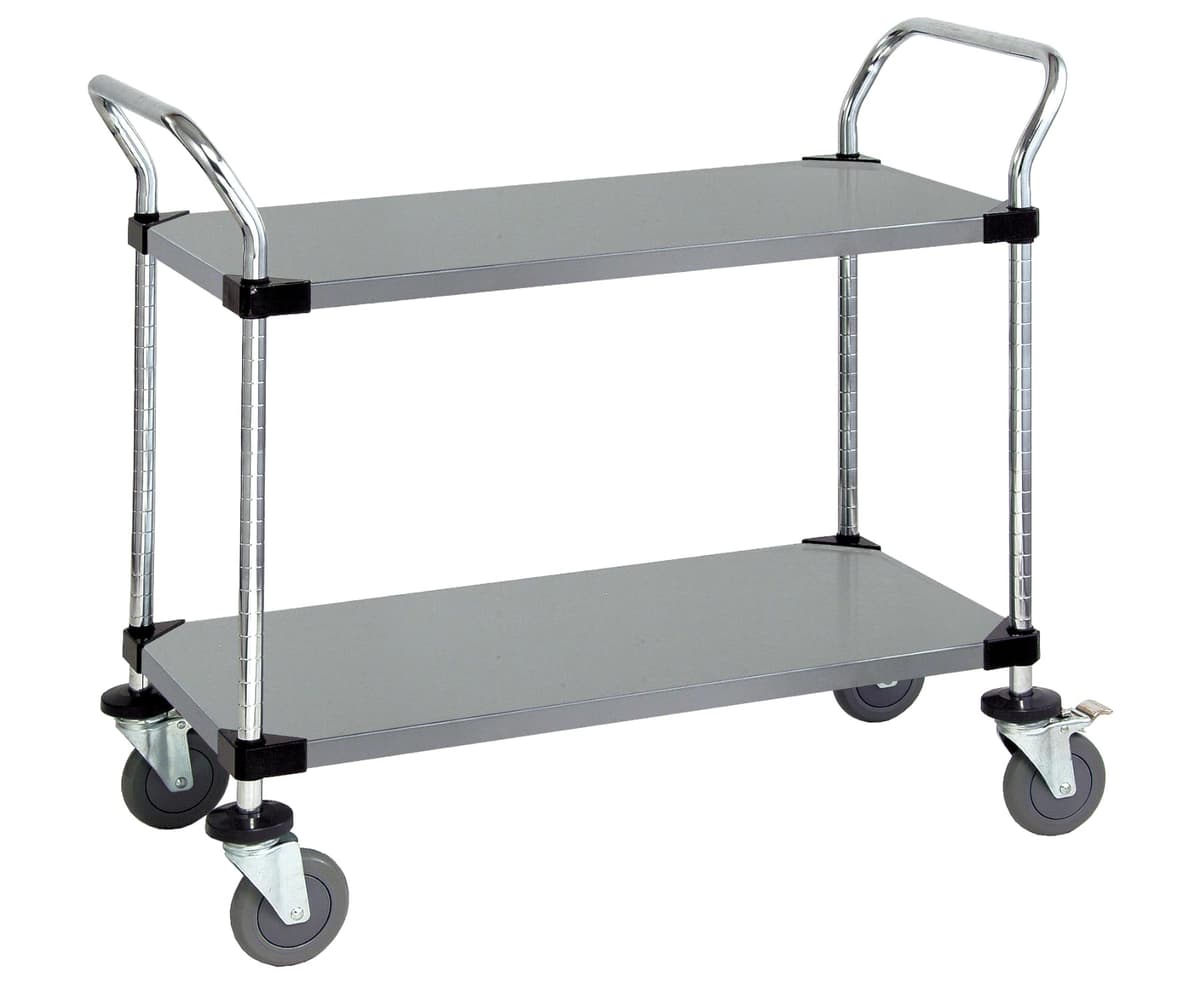 Carro utilitario Quantum WRSC-2448-2SS con 2 estantes sólidos, acero inoxidable