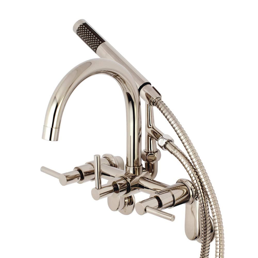 Kingston Brass Grifo de bañera ajustable Aqua Vintage AE8156DL en níquel pulido