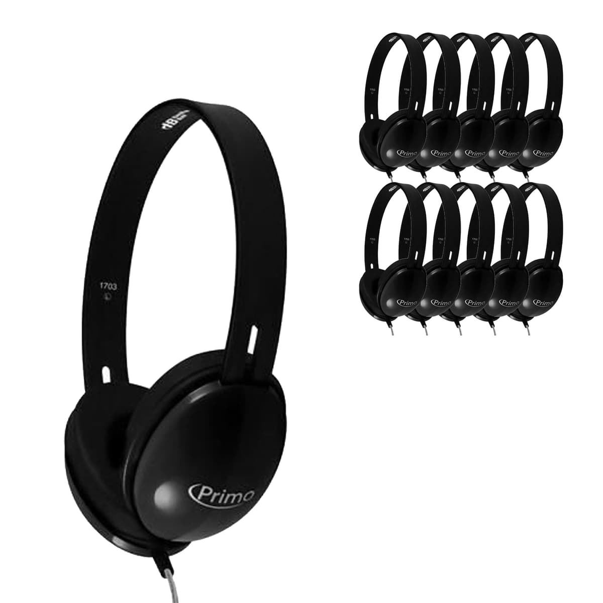 HamiltonBuhl Primo PRM100B-100, paquete de 100 auriculares negros con conector 3.5mm