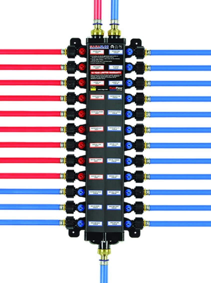 Viega 49363 Manabloc PureFlow PEX Press 1/2" con 36 puertos (22 fríos, 14 calientes)