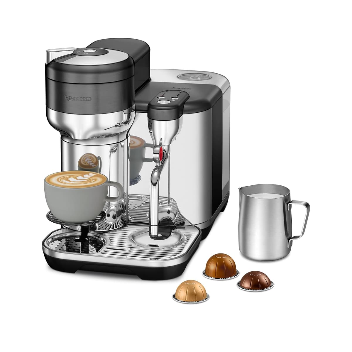 Nespresso Vertuo Creatista Cafetera y Máquina de Espresso por Breville, Acero Inoxidable Negro BVE850BST1BNA1