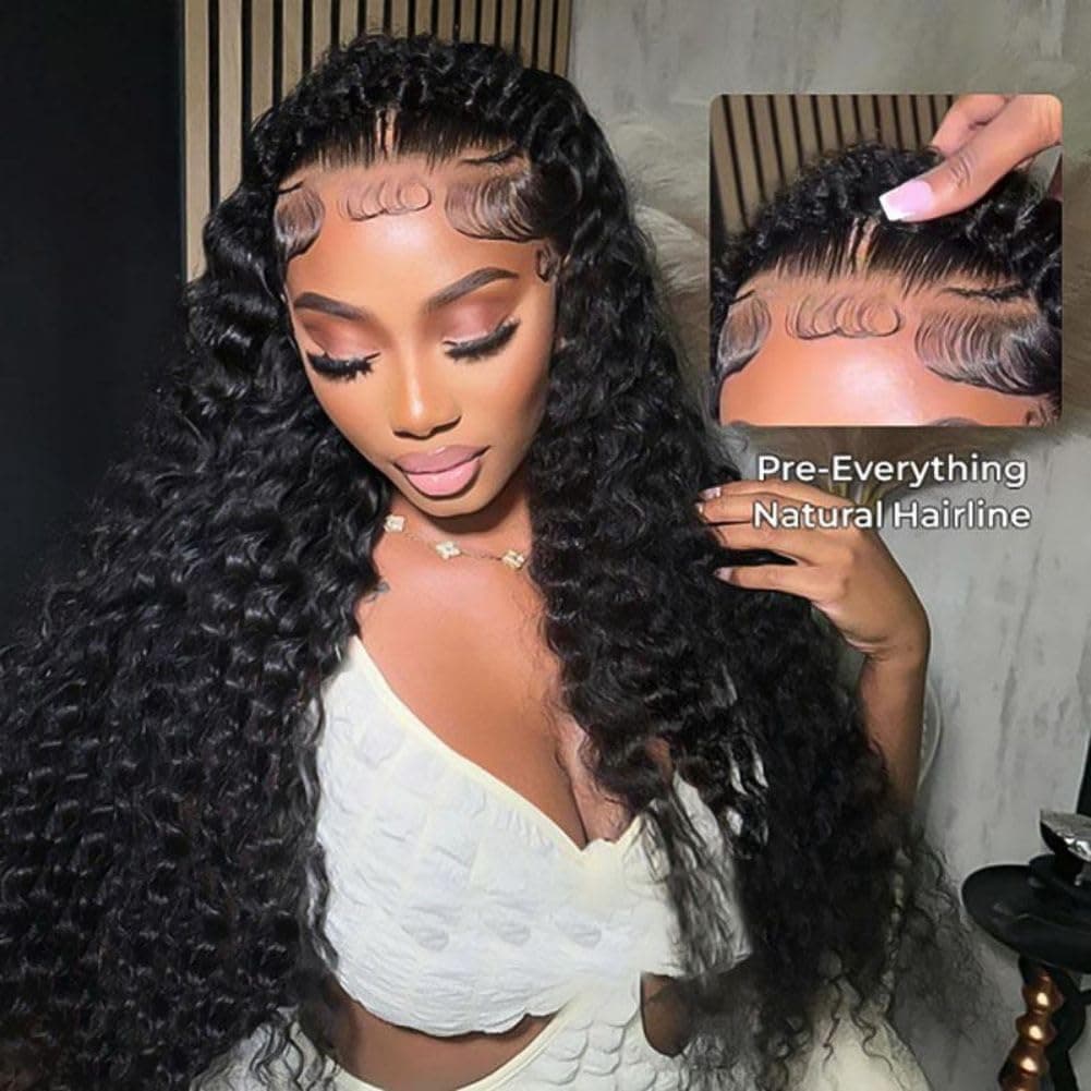 Wig glueless pre trenzada 30" Deep Wave 13x4, pre-plucked y pre-cut Ali Pearl
