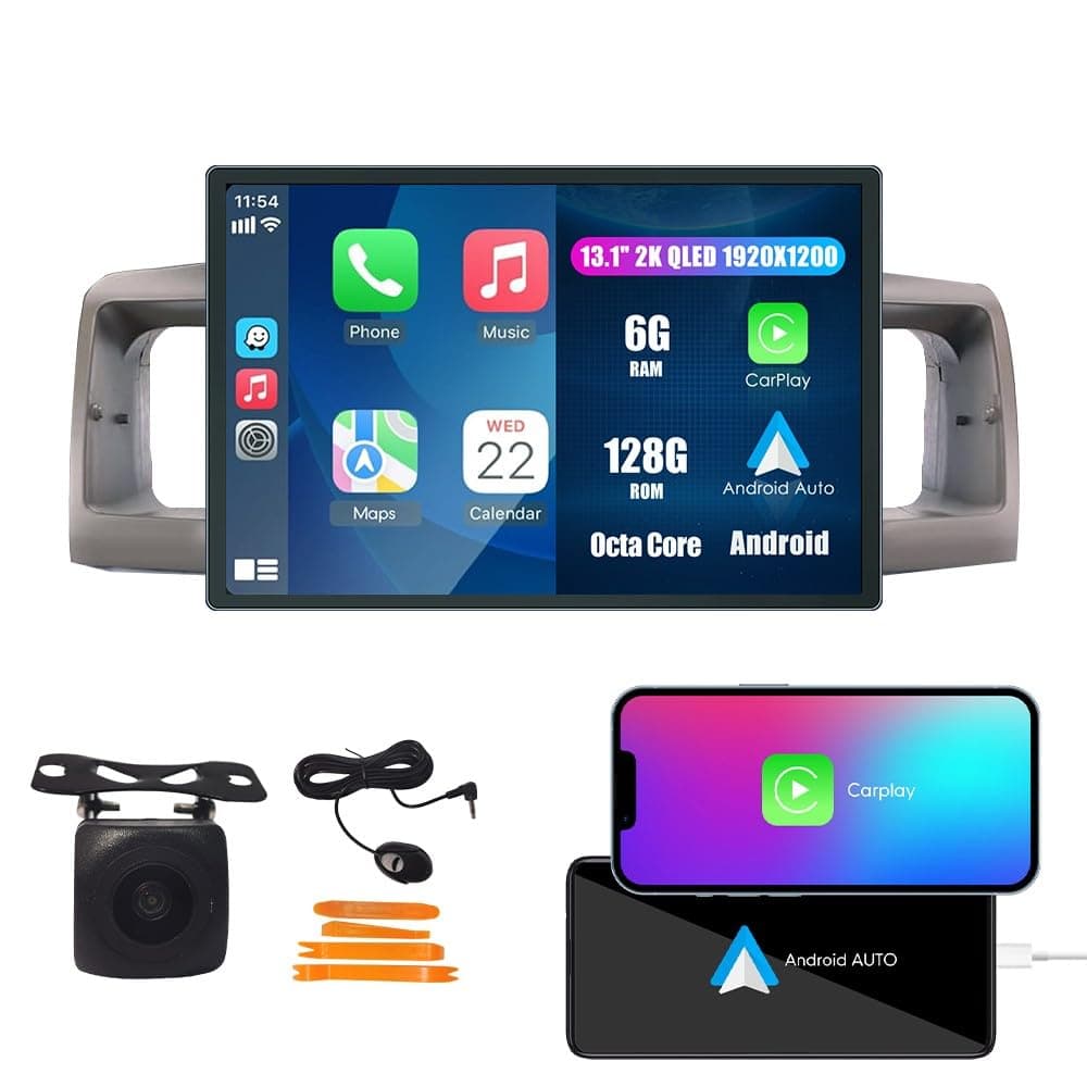 KUNFINE 13.1" CarPlay Android Auto QLED Octa Core 6G+128G para Toyota Corolla 2003-2008 KF-V7059A