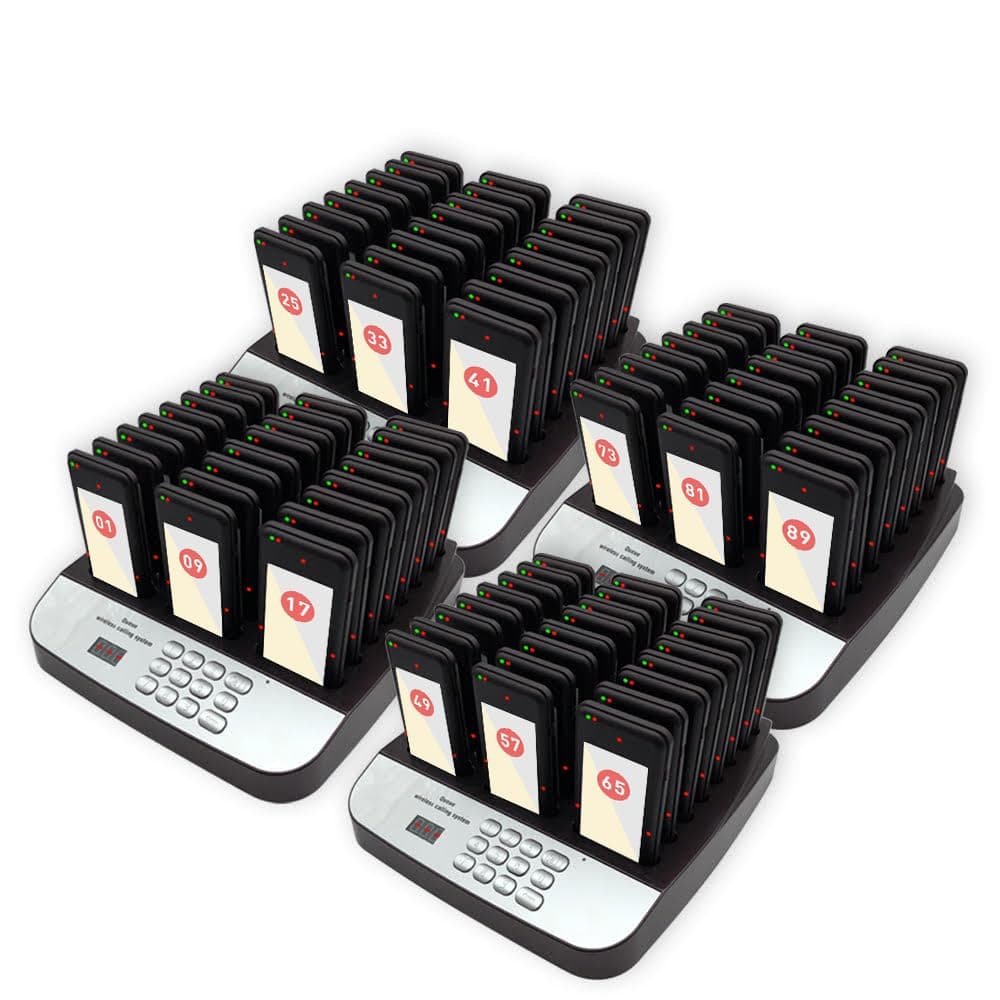 Corum Security NOLAS Restaurant Pager System - Juego de 96 pagers con 4 transmisores