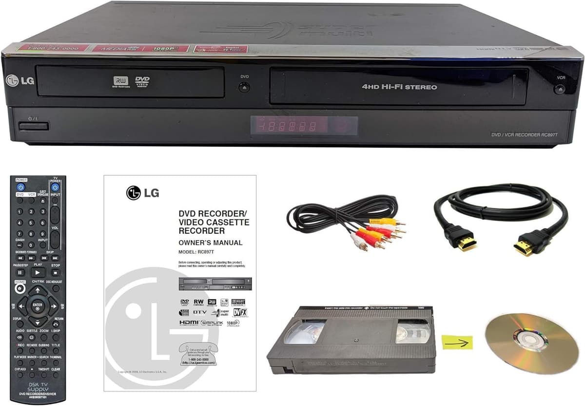 Grabador Combo VHS a DVD VCR de LG con Control Remoto, HDMI (Reacondicionado)