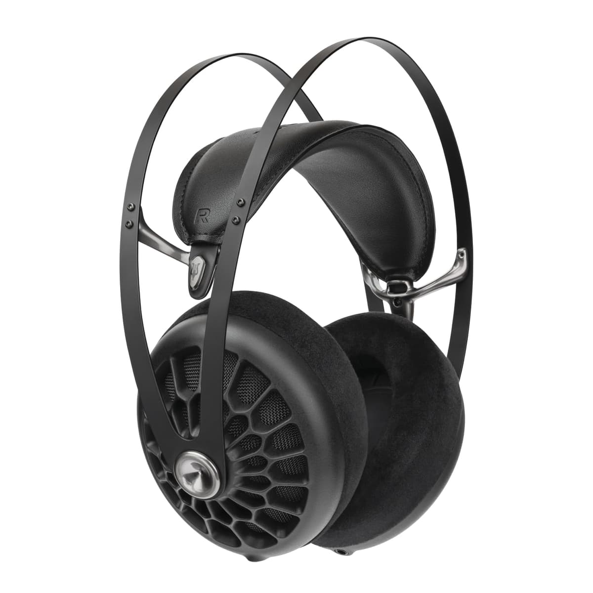 MEZE AUDIO 105 AER | Auriculares abiertos audiophile supraaurales con cable, livianos | Drivers dinámicos de 50 mm | Baja impedancia 42 ohmios | Cables y funda de transporte incluidos (Negro) 0698596028371
