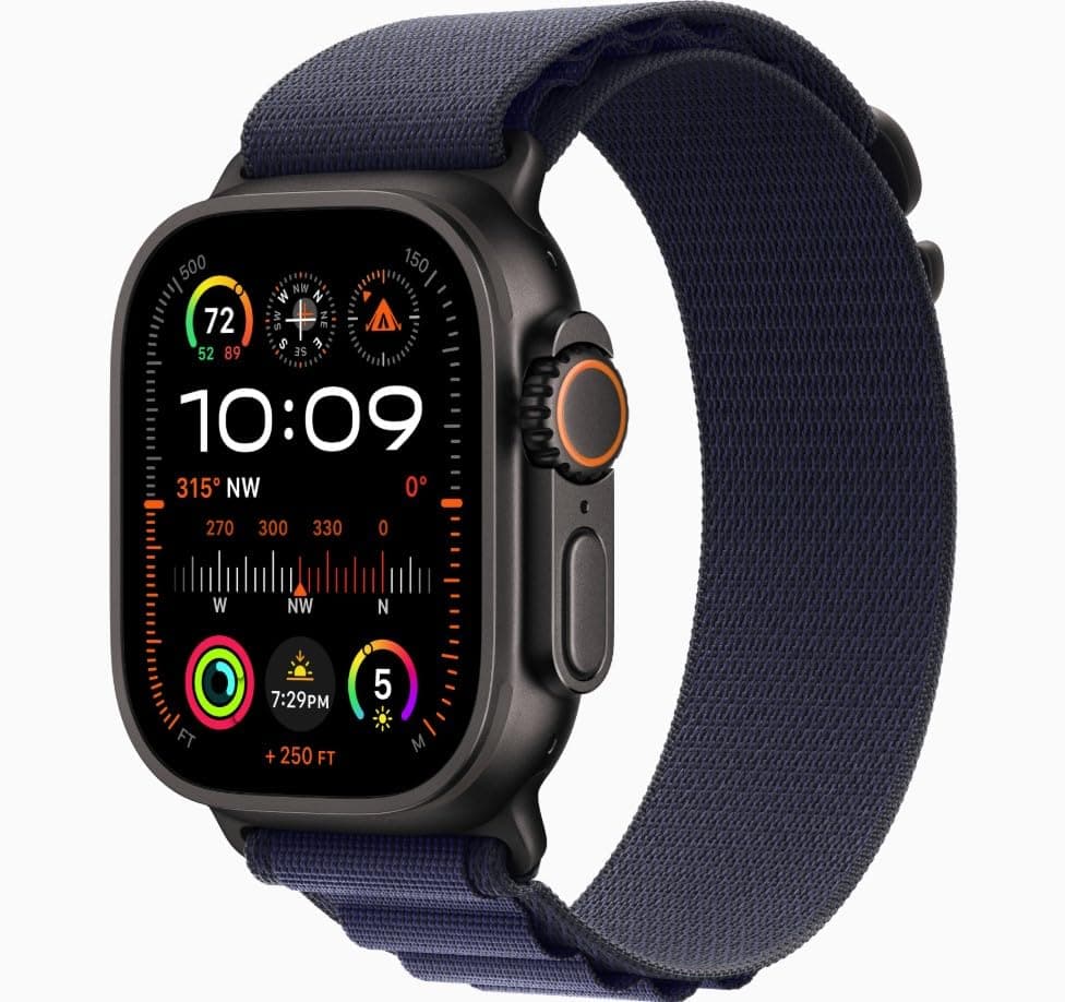 Apple Watch Ultra 2 [GPS + Cellular, 49 mm] Caja de Titanio Negra con Correa Blue Alpine Loop, L (Reacondicionado)