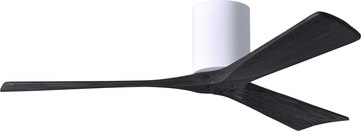 Matthews IR3H-WH-BK-52 Irene Ventilador de techo 52" flush mount con control remoto y pared, motor DC silencioso, 3 palas negras, Gloss White