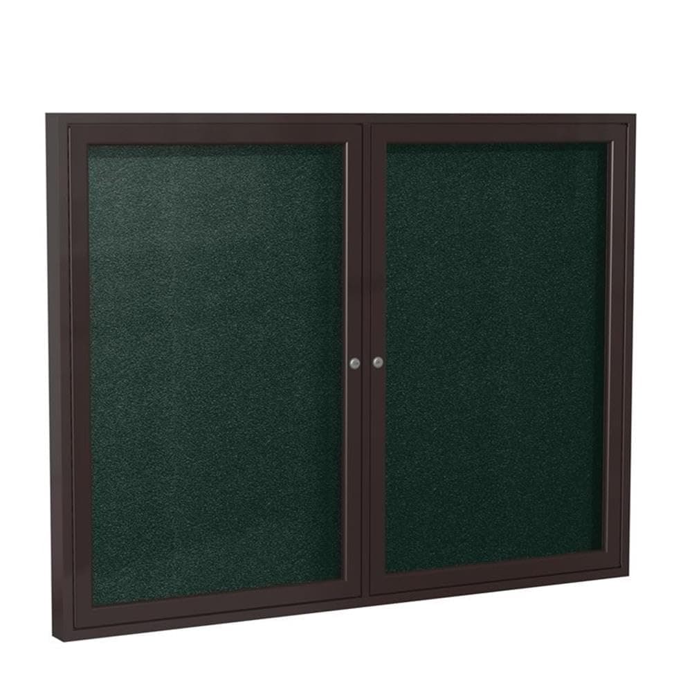 Ghent PB23648VX-183 - 36"x48" 2-Door Enclosed Vinyl Bulletin Board, Bronze, Exterior/Interior
