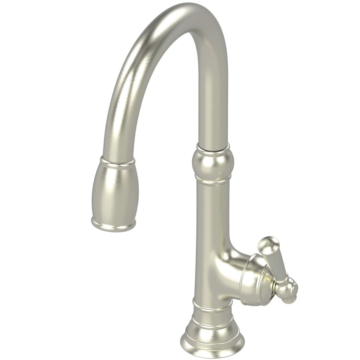 Newport Brass 2470-5103 Jacobean Grifo de Cocina con Mango de Palanca y Rociador Extraíble, Satin Nickel 2470-5103/15S