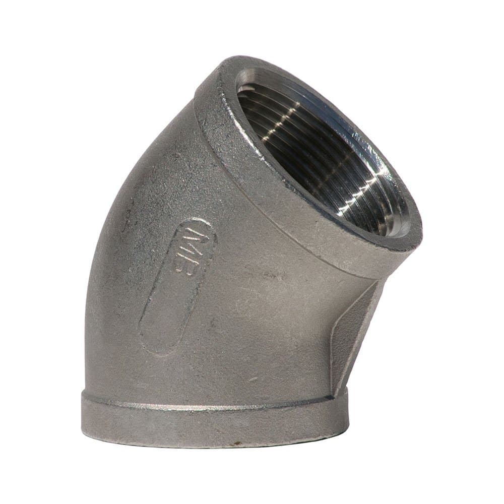 Merit Brass K402-16 Codo 45° acero inoxidable 304 Clase 150 1" NPT hembra (Paquete de 10)