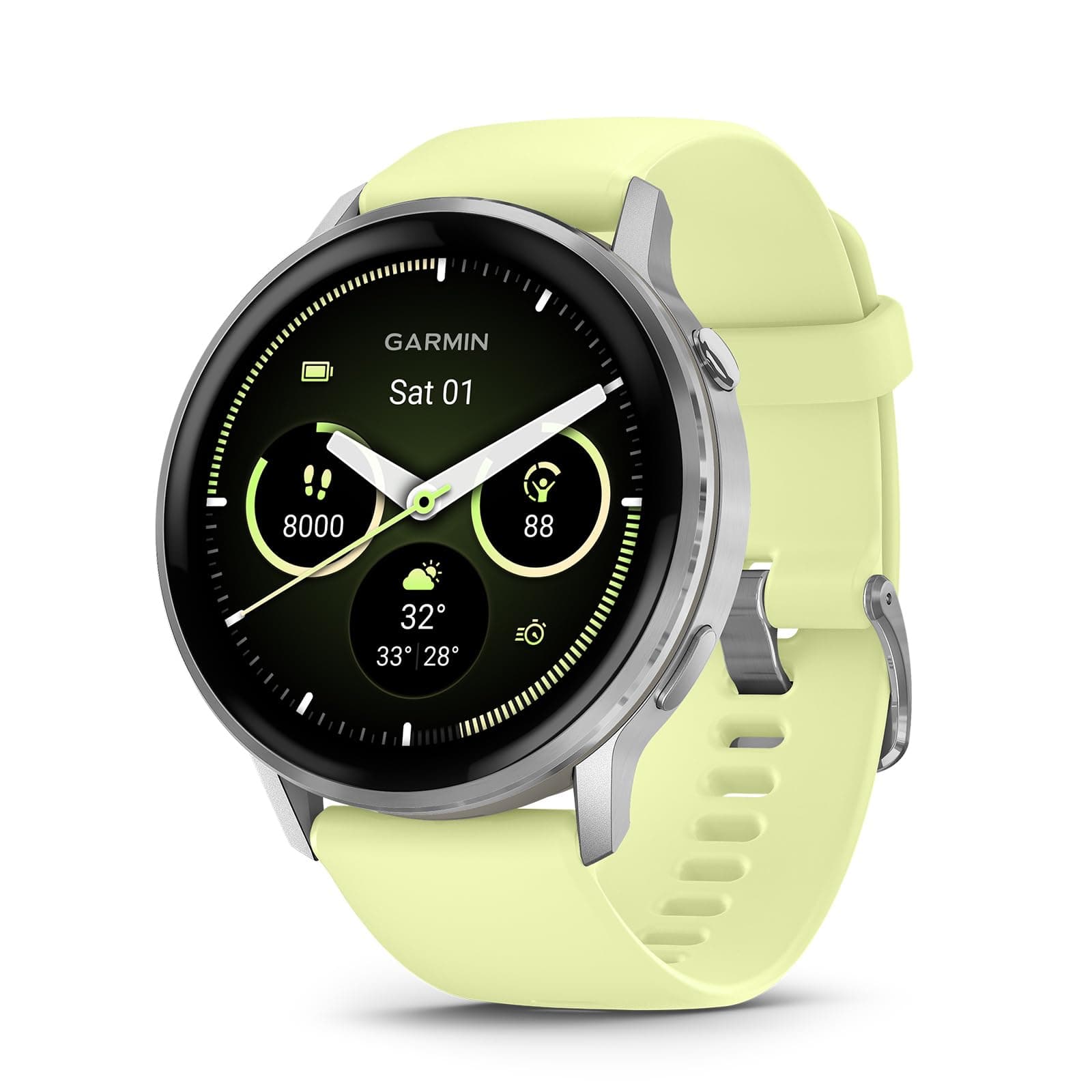 Garmin Venu 4 (45mm) Smartwatch GPS - Plata con correa de silicón citron 010-03014-02